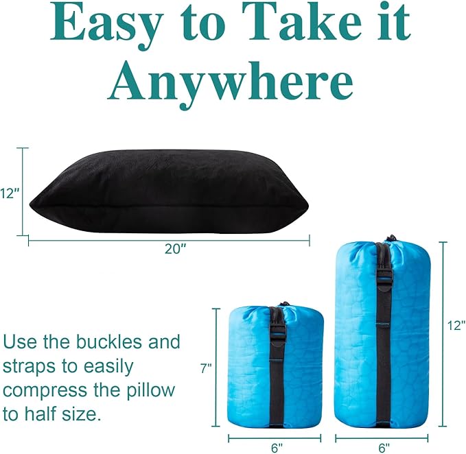 Small Shredded Gel Memory Foam Pillow，Adjustable for Contoured Support -Portable Ideal for Backpacking, Camping, Travel, Car, Airplane,Office Nap