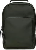 RAINS Book Daypack - Green Laptop Backpack for Men and Women, Waterproof Black Minimalist Commuter Bag with 15” Laptop Room, Front Zip Pocket - 2 Year Warranty