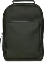 RAINS Book Daypack - Green Laptop Backpack for Men and Women, Waterproof Black Minimalist Commuter Bag with 15” Laptop Room, Front Zip Pocket - 2 Year Warranty