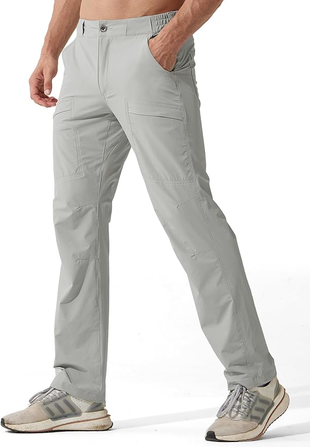 FREE SOLDIER Men's Outdoor Cargo Hiking Pants with Belt Lightweight Waterproof Quick Dry Tactical Pants Nylon Spandex