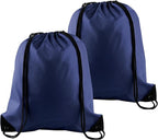 PLULON 2Pcs Drawstring Bags Bulk Navy Blue Drawstring Backpack String Backpack Cinch Sack Sport Gym Backpack Bags for Yoga Traveling Outdoor Sports