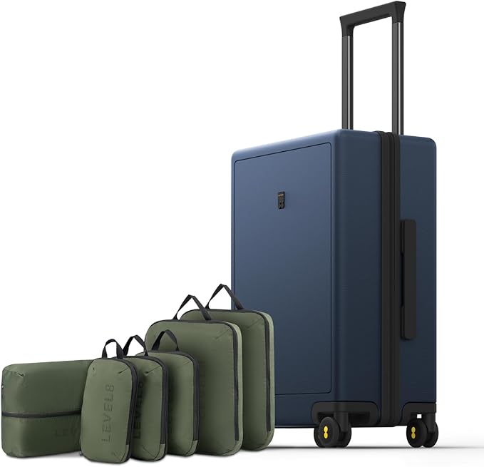 LEVEL8 Carry on Luggage Airline Approved, Small Carry on Suitcases with Wheels, Lightweight Hardside Textured Luggage for Travel, Tsa Approved, 20-Inch, Navy