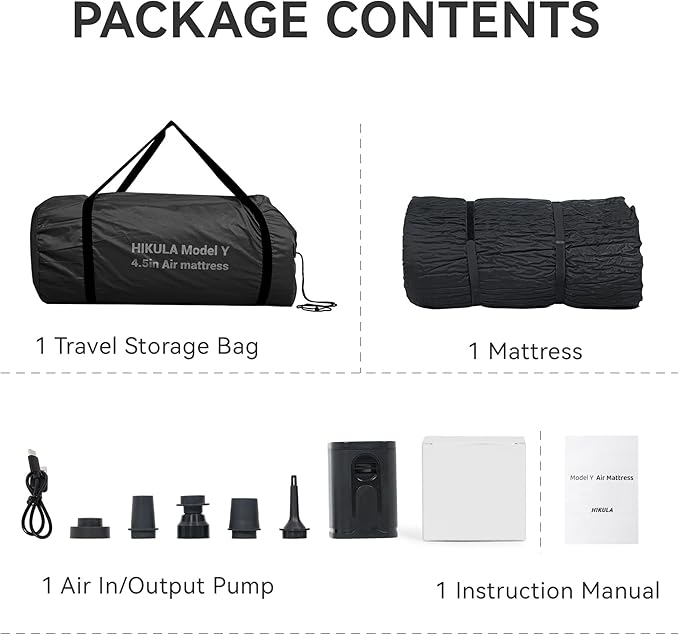 Tesla Camping Air Mattress with Foam, 4''Extra Thick Self Inflating Sleeping Pad for Camping, Fast Inflate & Deflate, with Electric Pump, Model Y