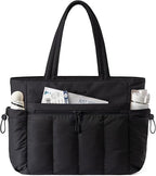 LOVEVOOK Puffer Bag for Women, Ultra-Lightweight Work Tote with Organized Compartments, 15.6/17.3“, Travel Carry-on & Gym Bag
