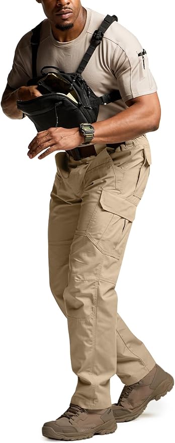 CQR Men's Tactical Pants, Water Resistant Ripstop Cargo Pants, Lightweight EDC Work Hiking Pants, Outdoor Apparel