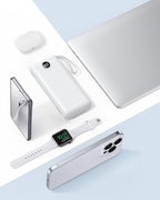 VRURC Portable Charger with Built in Cables 20000mAh, 22.5W Fast Charging USB C Power Bank,LED Display Charging Back with 4 Output 2 Input for iPhone 15/14/13/Pro,Samsung,Android-White(1 Pack)