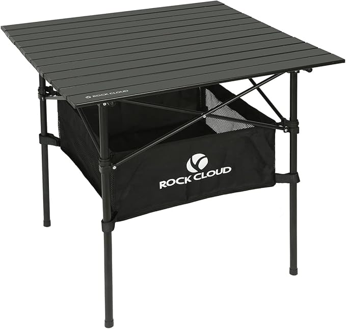 ROCK CLOUD Portable Camping Table Aluminum Folding Camp Table Lightweight Outdoor for Camping Hiking Picnic Backpacking, 28” x 28”