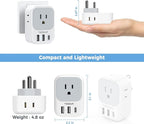 India Plug Adapter 2 Pack, TESSAN Type D Travel Adapter with 4 Outlets 3 USB Charger (1 USB C Port), US to Indian Outlet Adaptor for USA to Bangladesh, India, Kuwait, Maldives