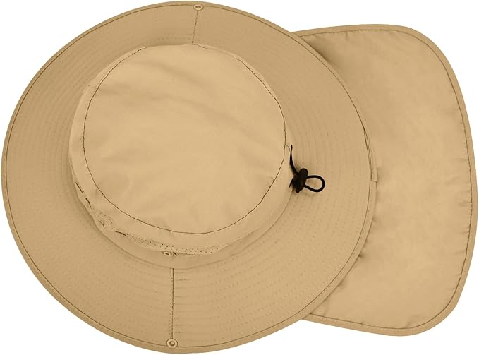 Sun Hats for Men Women, UPF50+ Protection Safari Hat,Wide Brim Fishing Hat with Neck Flap,Bucket Hats for Beach Hiking