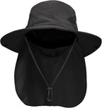 NPQQUAN Sun Hats for Men Women with Neck Flap UPF 50+ UV Protection Wide Brim Bucket Hat Safari Hiking Fishing Hats