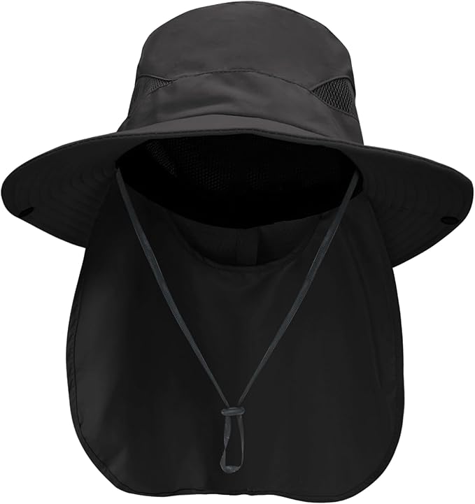 NPQQUAN Sun Hats for Men Women with Neck Flap UPF 50+ UV Protection Wide Brim Bucket Hat Safari Hiking Fishing Hats