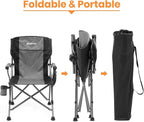 XGEAR Camping Chair with Padded Hard Armrest, Sturdy Folding Camp Chair with Cup Holder, Storage Pockets Carry Bag Included, Support to 400 lbs