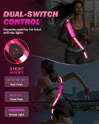 LED Reflective Belt Sash - 5 Lights Colors & 3 Light Modes High Visibility Night Safety Belt, Rechargeable Light Up Running Gear Adjustable Vest Straps for Runners Walkers Men Women