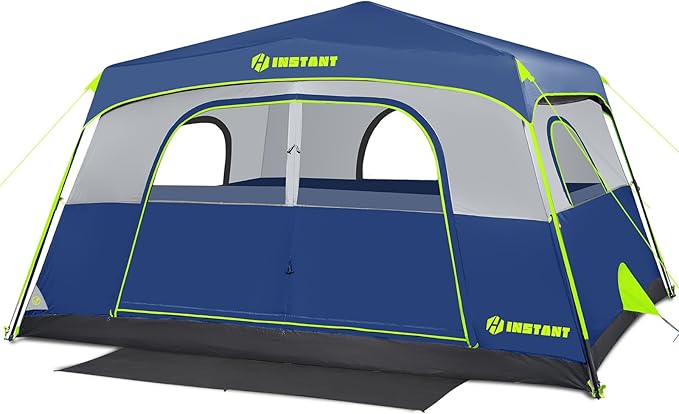 4/6/8 Person Instant Tent, Waterproof Pop Up Tents for Camping with Rainfly, 60 Seconds Easy Setup, Automatic Cabin Tent for Family Camping with Expandable Carry Bag & Upgraded Ventilation