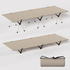 Camping Cot with Leg Extenders,Lightweight Portable Bed for Camping, Hiking, Travel, Beach, Home, Office Nap, Supports 330lbs, Easy Storage, Durable Design, Khaki