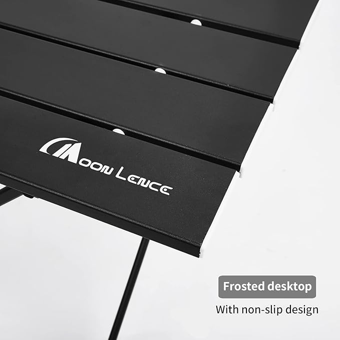 MOON LENCE Folding Outdoor Aluminum Camping Table Portable Ultralight Compact Backpacking Travel Table for Beach, Picnics, Hiking (Black, Large)