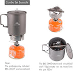 BRS Stove BRS-3000T Stove and Windscreen Ring Combo Set with Cross-stand Titanium Windshield Camp Stove Wind Screen with Storage Box for Camping Hiking Backpacking