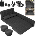 ISWEES Car Bed SUV Air Mattress, Car Air Mattress with Electric Pump, 2 Inflatable Pillows and 2 Footrests for Back Seat, Side Seat,Trunk Sleeping, Thickened Camping Bed - Black