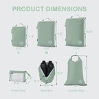 Cipway Compression Packing Cubes, Lightweight Travel Luggage Organizers with Shoe, Toiletry & Laundry Bags, Travel Essentials for Carry-on Suitcase (8 Piece, Sage Green)