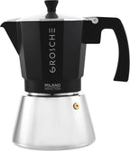 GROSCHE Milano Induction Stovetop Espresso Maker Moka Pot for Greca, Induction, Electric & Gas Stoves, Dishwasher Safe Stovetop Espresso Maker | 9 Espresso Cup, Black