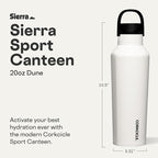 Corkcicle Sport Canteen - Keeps Drinks Cold 25 Hours - Stainless Steel Water Bottle - Triple-Insulated - Spill-Proof - Summer Drinkware Gift - Keeps Drinks Ice Cold - 20 oz - Dune