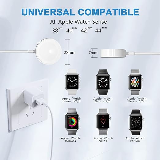 Watch Charger for Apple Watch Charger, Long 6.6FT iWatch Portable Wireless Fast Charging Cable Cord with USB Wall Charge Plug Adapter Block Compatible with Apple Watch Series 9/8/7/SE/6/5/4/3/2/1