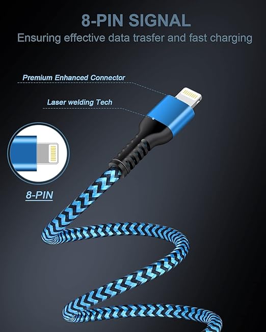 USB A to Lightning Cord, 4Pack/3Ft Nylon Braided iPhone Charger Cable, Apple Approved Fast Charging Power Wire for iPhone 14, 14 Pro Max, 13 Pro Max, 13Pro, 13, 13 Mini, 12 11 10 XR XS X 8 Plus 7 6 6s