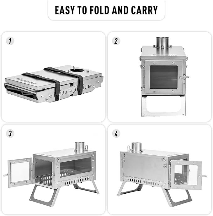FIREHIKING Ultralight Titanium Stove Thickened TA1 Camping Tent Stove LANK Max Folding Portable Wood Burning Stove