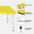 4 FT Folding Table with Carry Handle, Portable Fold-in-Half Plastic Table, Rectangle Foldable Table for Indoor/Outdoor Yellow