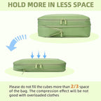 BAGAIL 4 Set/6 Set/8 Set Compression Packing Cubes Travel Accessories Expandable Packing Organizers (Square Mesh, 06-Matcha Green)