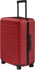 Away Medium Checked Luggage, Lightweight Hard Shell Suitcase with Spinner Wheels, Durable Rolling Luggage, TSA Lock, 26 Inch, Tango Red