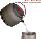REDCAMP Outdoor Camping Kettle with Heat Exchanger, Compact Lightweight Coffee Pot,Aluminum Camp Tea Kettle with Carrying Bag 1.4L