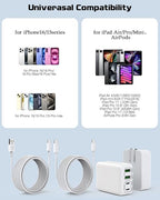 10Foot iPhone USBC Charging Cable,40W 2Pack Foldable Phone 17/16e Fast Charger Block 10FT USBC Cable Fast Charging for Apple iPhone 17/17 Air/17 Pro/16/16 Pro/16 Pro Max/16 Plus 15/15 Pro/Pro Max/iPad