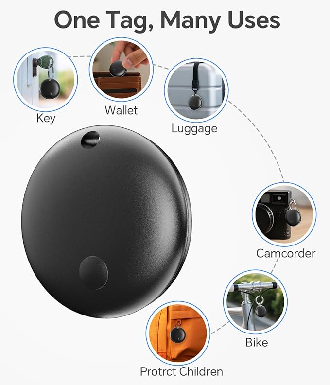 Air Tracker Tag IP67 Waterproof Bluetooth Tracker, Keychain Finder, Item Locator for Bags, Backpacks, Luggage, Pets, Wallets (Android Only Black-2)