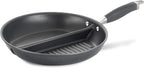 Anolon Advanced Hard Anodized Nonstick Divided Grill / Griddle Pan / Skillet - 12.5 Inch, Gray