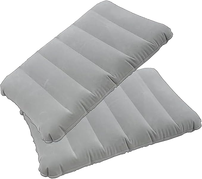 2 Pack Ultralight Inflatable Camping Pillow Squared Flocked Fabric Air Pillow for Hiking,Traveling,Napping,Desk Rest,Beach Neck Lumbar Support