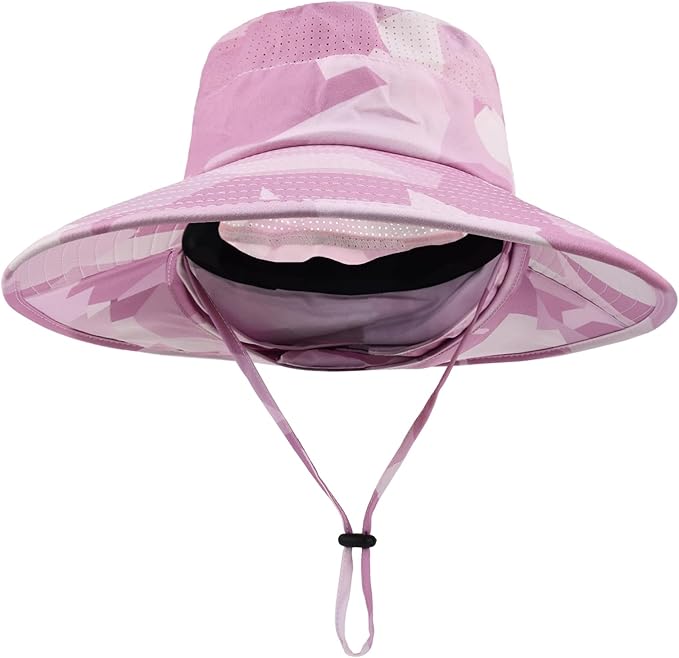 Sun Hats for Men Women Fishing Hat UPF 50+ Breathable Wide Brim Bucket Hats Summer UV Protection Safari Hat with Neck Flap