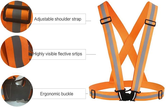 Reflective Vest Running Gear 3Pack, Adjustable Safety Vests High Visible Reflective Belt Straps