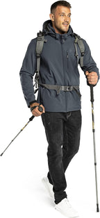 Outdoor Ventures Men's Lightweight Softshell Jacket Fleece Lined Hooded Water Resistant Winter Hiking Windbreaker Jackets