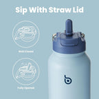 BOTTLE BOTTLE 32oz Insulated Water Bottle Stainless Steel Sport Water Bottle with Straw Dual-use Lid Design for Gym with Pill Box