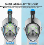 G2RISE Full Face Snorkel Mask Adults Snorkeling Set Gear for Kids with Detachable Camera Mount, Safe Breathing, Anti Fog Anti Leak