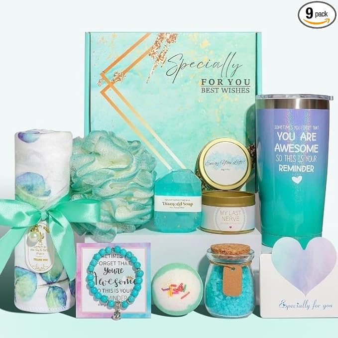 BodyRefresh Spa Gift Basket for Women, Self-Care Package with Warm Blanket, Birthday Get Well Gift Set for Wife Grandma Adult Female