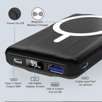 Azmuth Wireless Portable Charger with Stand, 10000mAh Magnetic Power Bank, 22.5W USB-C Fast Charging Battery Pack with Digital Display Compatible with iPhone 15/14/13/12 Series (Black), KT-D022