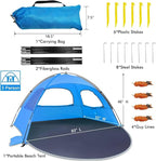 NXONE Beach Tent Sun Shade Shelter for 3/4/6 Person Person with UV Protection, Extended Floor, 3 Mesh Roll Up Windows & 8.0/8.5mm Fiberglass Rods丨Carry Bag Included