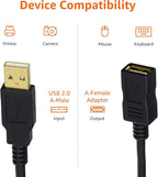 Amazon Basics 10-Pack USB-A 2.0 Extension Cable, Male to Female, 480Mbps Transfer Speed, USB Extender, 6.5 Foot, Black