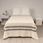 Thick Alpaca Wool Blanket Heavyweight for Camping Outdoors or Using Indoors Soft Peruvian Alpaca Wool Blankets (Ivory - Soft Gray, Twin)