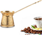 Alisveristime Authentic Turkish Coffee Pot, Handmade Cezve/Ibrik, 2.75-Inch Width, 2.75-Inch Height - 6.76 Ounce Enhance Your Coffee Experience Now! (2 Cup) (Gold)