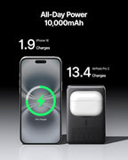 INIU Magnetic Portable Charger, Ultra Slim Qi2 Certified 10000mAh 45W Fast Charging Power Bank, Wireless Battery Pack with Foldable Stand, Phone Charger Only for iPhone 16/15/14/13/12 Series, Blue