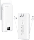 Charmast Portable Charger with Built-in Cables and Wall Plug, 20000mAh 20W USB C Power Bank Fast Charging Battery Pack Travel Essentials Compatible with iPhone 16/15/14/13 Series, Samsung Google iPad