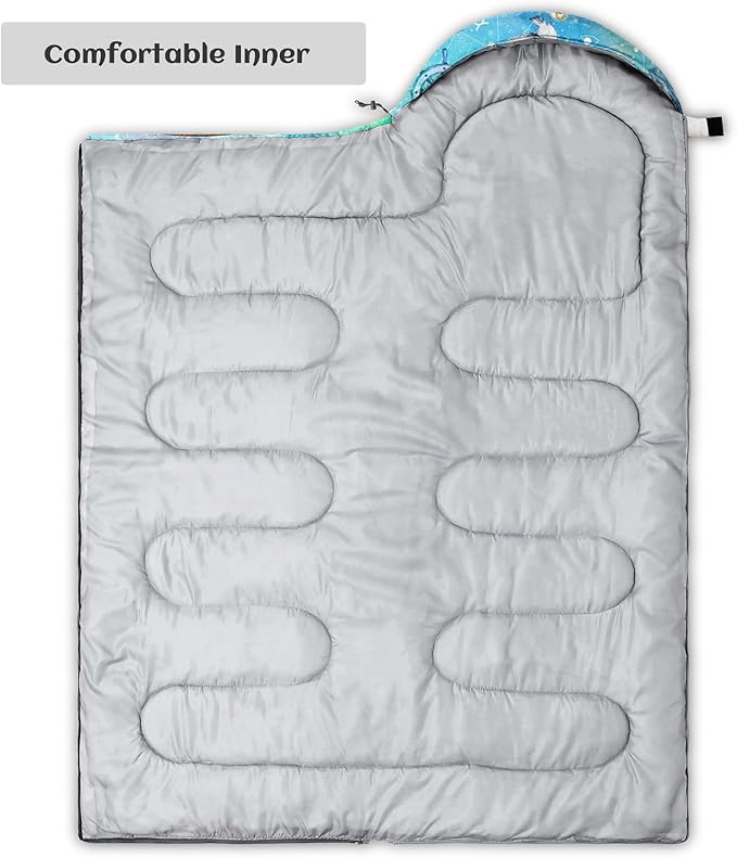 Sleeping Bags for Adults Youth Kids,3D Printing Camping Sleeping Bag for Girls Boys Lightweight Waterproof Cold/Warm Weather Sleeping Bag for 3 Seasons